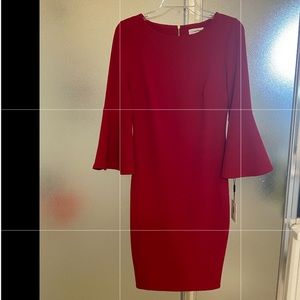 Calvin Klein 3/4 Bell Sleeve Boat Neck Sheath Dress NWT